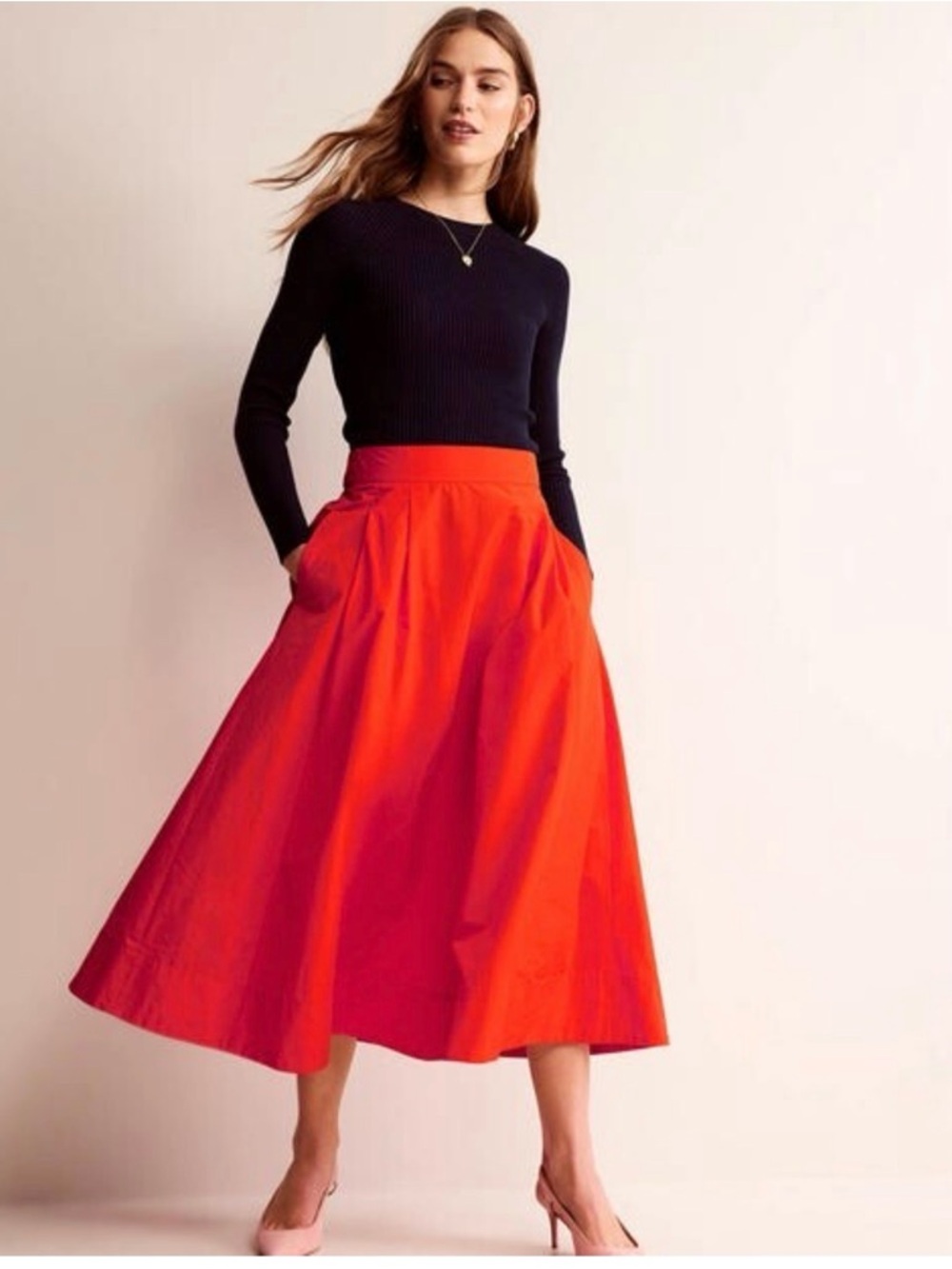 Boden Taffeta Pull-on Midi Skirt sz 8R